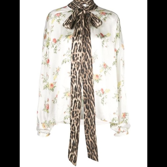 R13 floral-print silk blouse. color Ecru. Size XS. - Picture 5 of 13